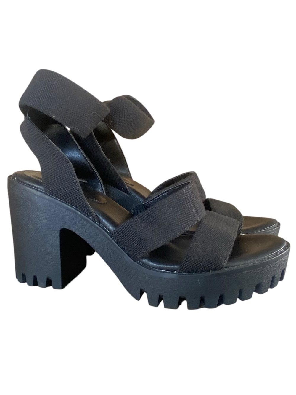 Madden NYC Women's Lug Heel Sandals Chunky Heel Platforms Faux Leather SZ 9